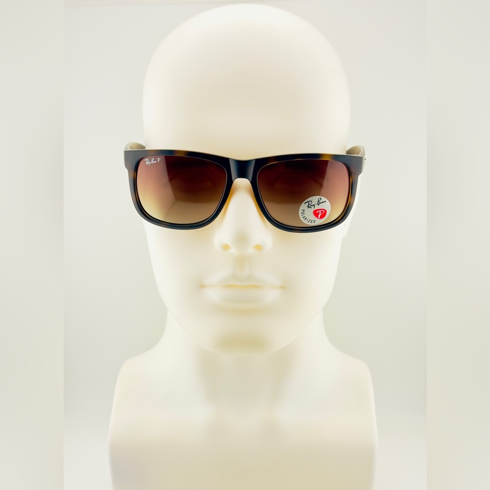Ray-Ban Justin Polarized Sunglasses Rb4165 Matte Havana Brown Gradient Lenses